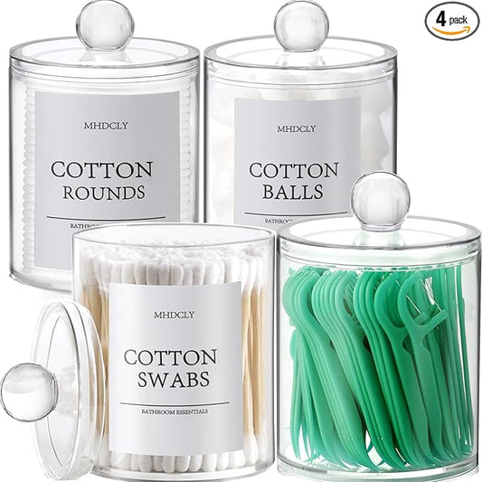 Bathroom Organizers and Storage,4 Pack Bathroom Accessories,Bathroom Decor,Home Decor,Bathroom Storage and Organization,Qtip Holder for Room Decor Aesthetic