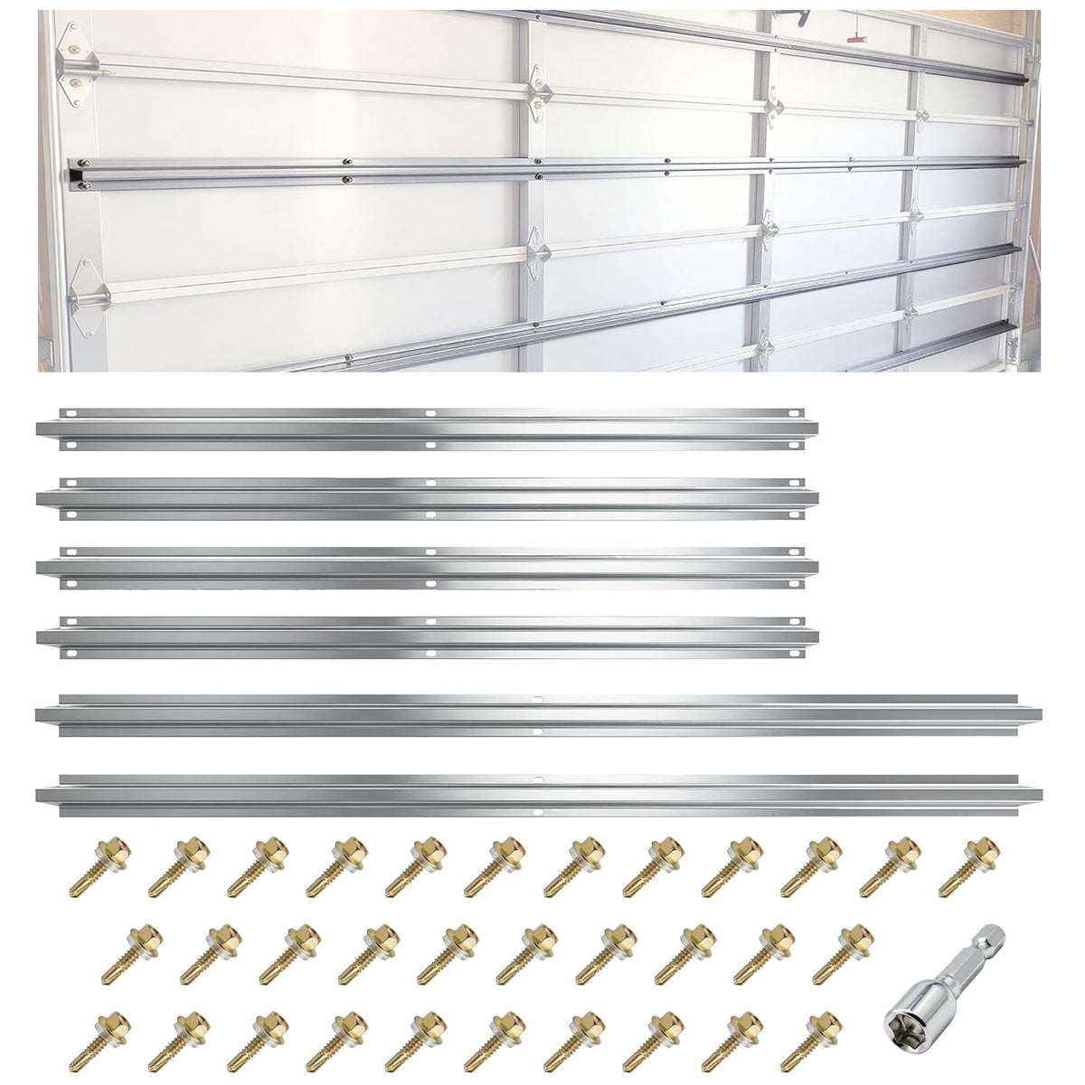 Garage Door Strut, 2 Set 9 FT Garage Door Bracket - Image 1