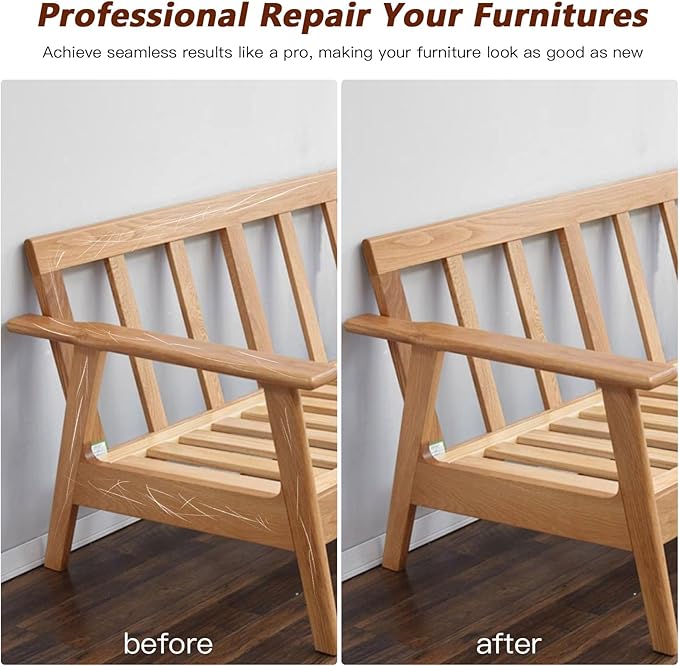 Wood Furniture Repair Kit - Wood Fillers, Putty with Wood Wax, Hardwood Laminate Repair Kit, Walnut Wood Scratch Repair Kit Restore Scratches, Cracks, Holes for Tables, Doors, Floors, Cabinet