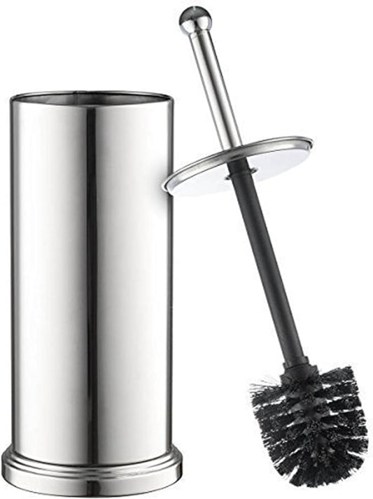 Home-it Toilet Bowl Brush and Holder Set - Chrome Tall Toilet Bowl Cleaner Brush with Lid, Great Bathroom Toilet Scrubber Brush