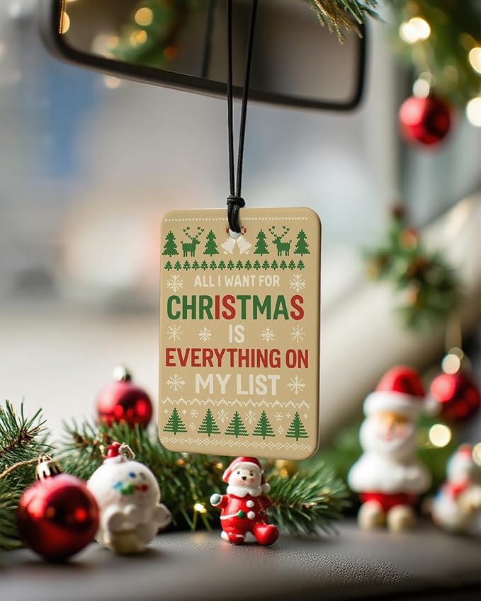 Merry Christmas Berry Car Air Freshener 4 Pcs, Classic Christmas Snowflake Gingerbread Hanging Air Freshener for Cars Closet Drawer Books, Cute Girly Car Accessories Mirror Decor for Women