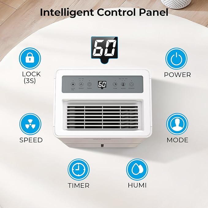 1500 Sq.ft Dehumidifier for Basement, SEAVON 21 Pint Dehumidifiers with Drain Hose for Home Large Room Bedroom Bathroom, Powerful Moisture Removal, Smart Humidity Control & Display, 24H Timer, 3 Mode
