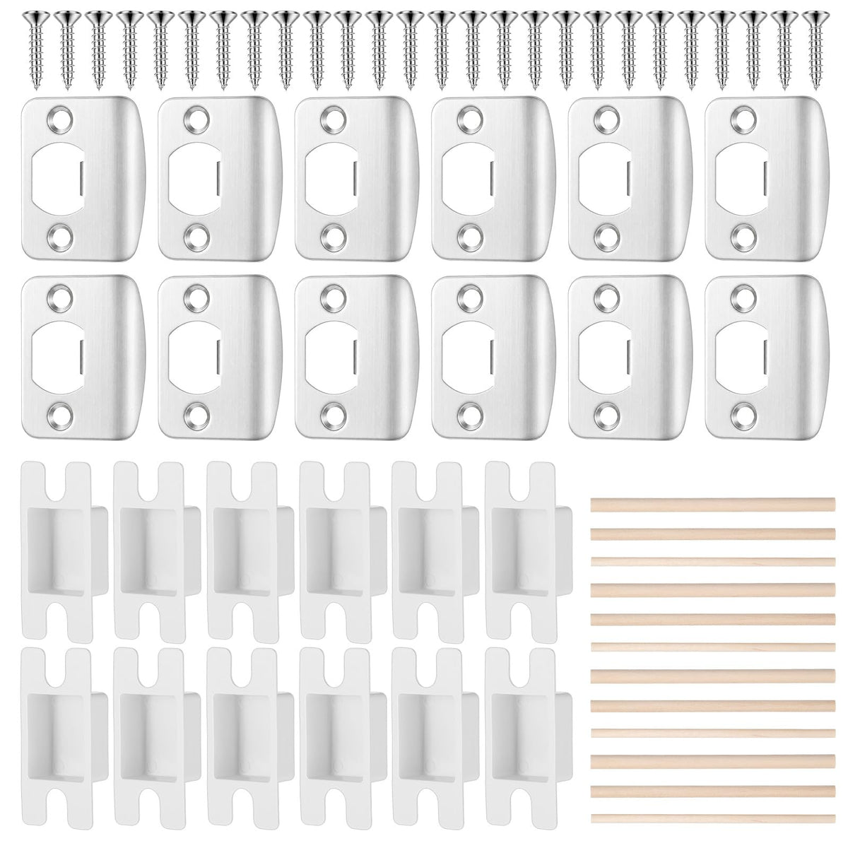 12 Pack Standard Door Strike Plate Repair Kit, Door Latch - Image 1