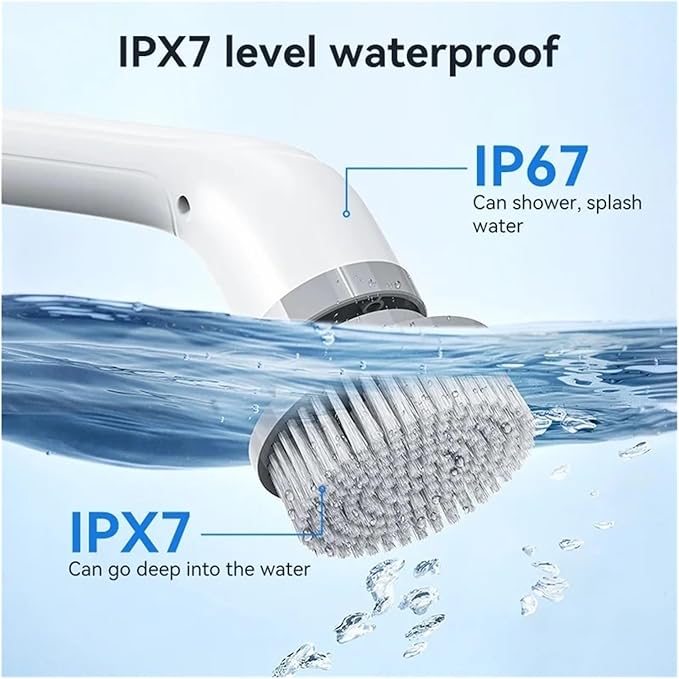 Electric Cleaning Brush Cordless Handheld Shower Scrubber Spin Cleaner Multifunctional Cleaner with 7PCS Heads Bathroom Kitchen(Black and White)