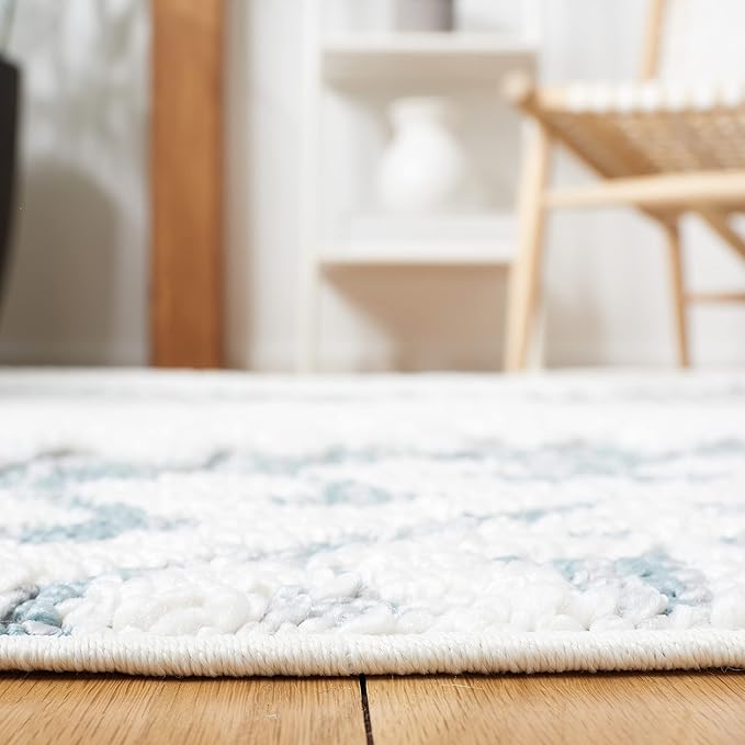 SAFAVIEH Moroccan Tassel Shag Collection Accent Rug - 4' x 6', Teal & Ivory, Non-Shedding & Easy Care, 2-inch Thick Ideal for High Traffic Areas in Entryway, Living Room, Bedroom (MTS652K)