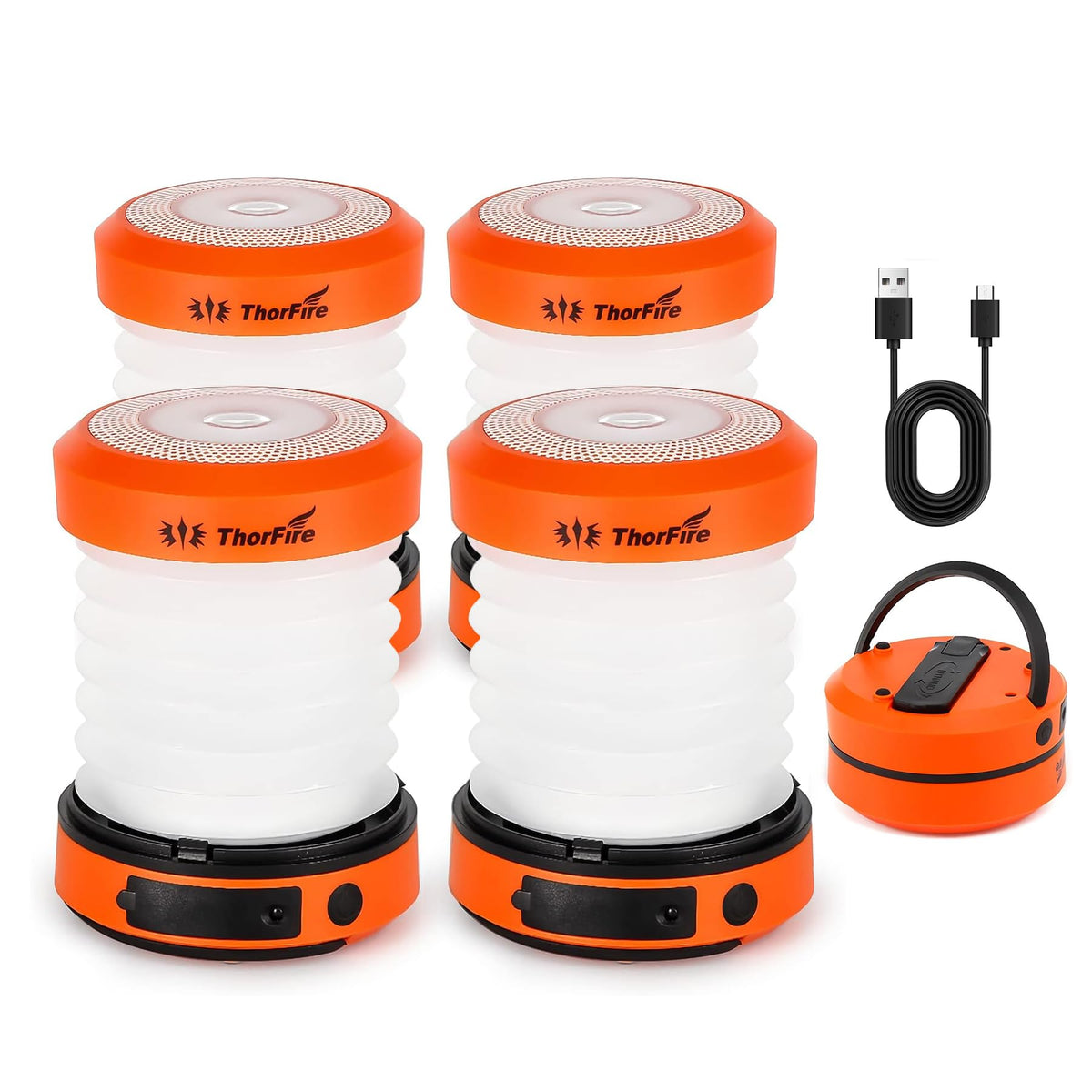 Hand Crank Camping Lantern 4 Pack,2-in-1 Collapsible LED Light - Image 1