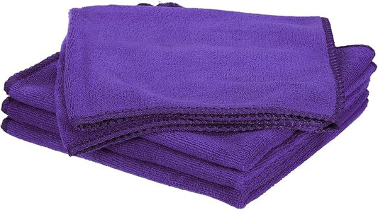 HARFINGTON 4 Pack Microfiber Cleaning Cloth, 16" x 16" Multi-Functional Cleaning Towels Reusable Absorbent Rags for Car Wash Kitchen Household Window Clean, Purple