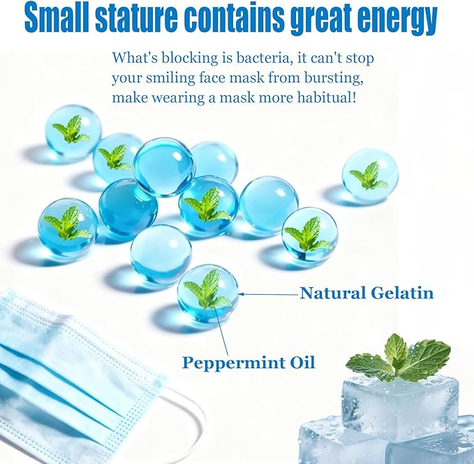 Linpel Mint-Infused Air Freshening Beads/Crush Balls - 400pcs for Masks & Personal Air Spaces - Ideal for Workout Masks, Menthol Beads (Large 400)