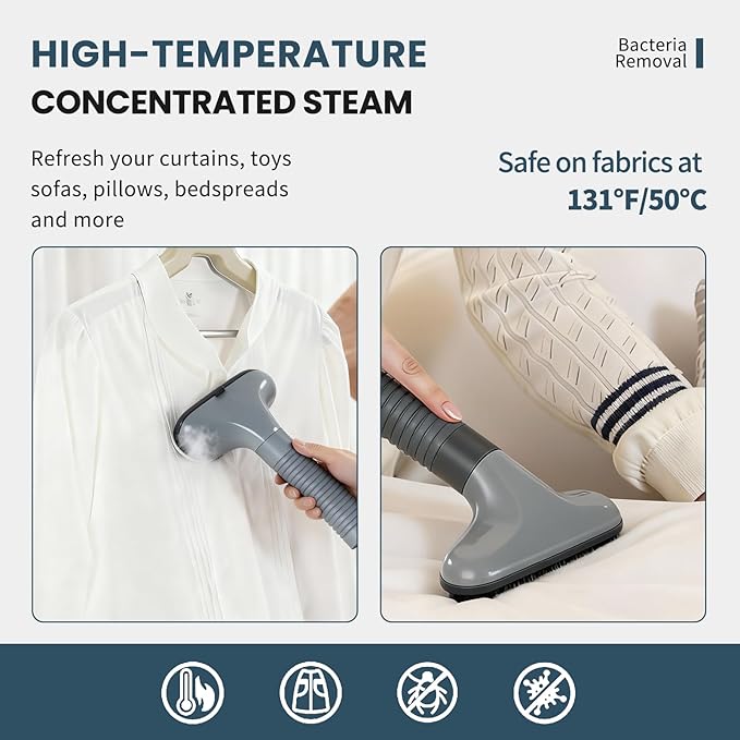 DUMOS Garment Steamer for Clothes Standing, 1500W Efficient Clothes Steamer Standing, 1.7L Water Tank for 55 Min Continuous Steaming with Wheels, Professional Fast Heating Wrinkle Remover, Grey