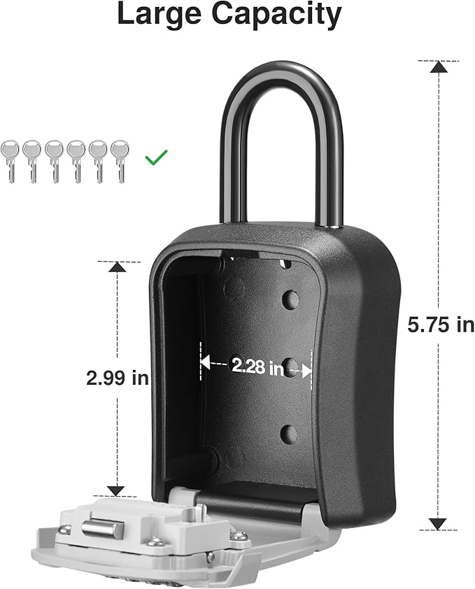 Puroma Lock Box, Key Lock Box Wall Mount & Portable Combination Lockbox with Resettable Code, Security Lockbox for Outside House Keys, Apartment Realtors Spare Keys Storage (2 Packs, Gray)
