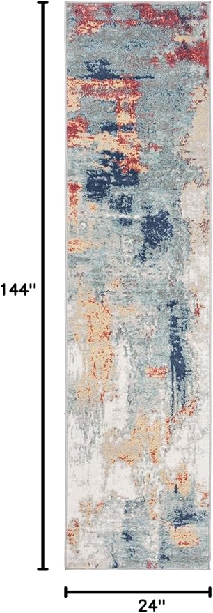SAFAVIEH Jasper Collection Runner Rug - 2' x 12', Grey & Red, Modern Abstract Design, Non-Shedding & Easy Care, Ideal for High Traffic Areas in Living Room, Bedroom (JSP101C)
