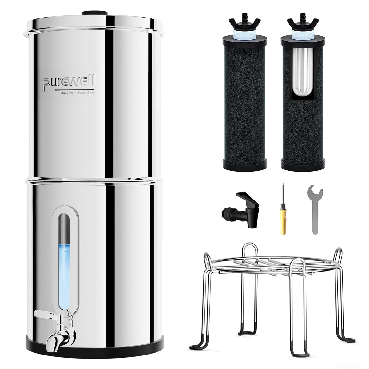 Purewell 2.25G Gravity Water Filter System with Water Level - Image 1