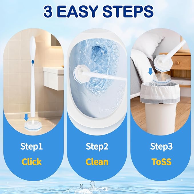 80 Count Disposable Toilet Wand Refills for Clorox Toilet Wand, Compatible with Most Toilet Wand Refill System, 5X Cleaning Power Scrubber Refill,360° Efficient Cleaning, No Falling Apart