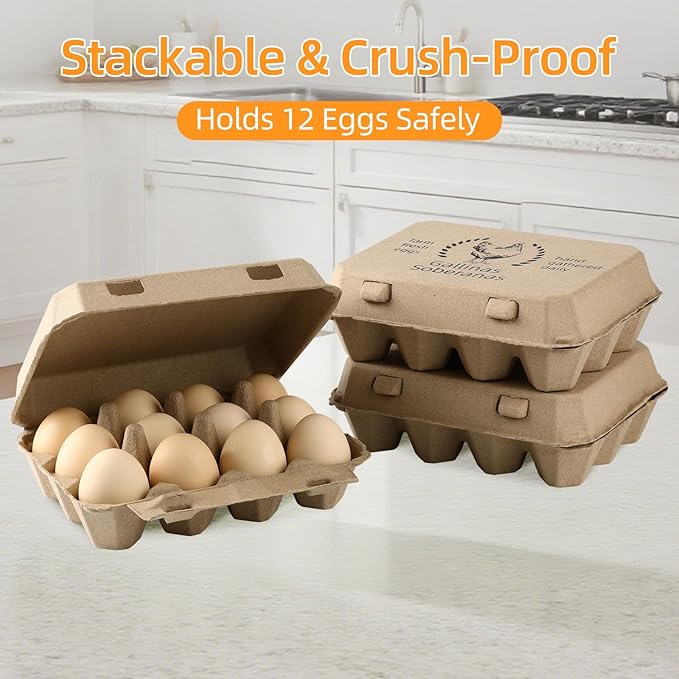 30 Pack Egg Cartons 3x4 Style,12 Egg Carton,Sturdy Paper Pulp Egg Cartons for Chicken Eggs, Reusable Biodegradable Egg Holders for Farm Fresh Eggs, Refrigerator Storage, Farmers Market, Home Use