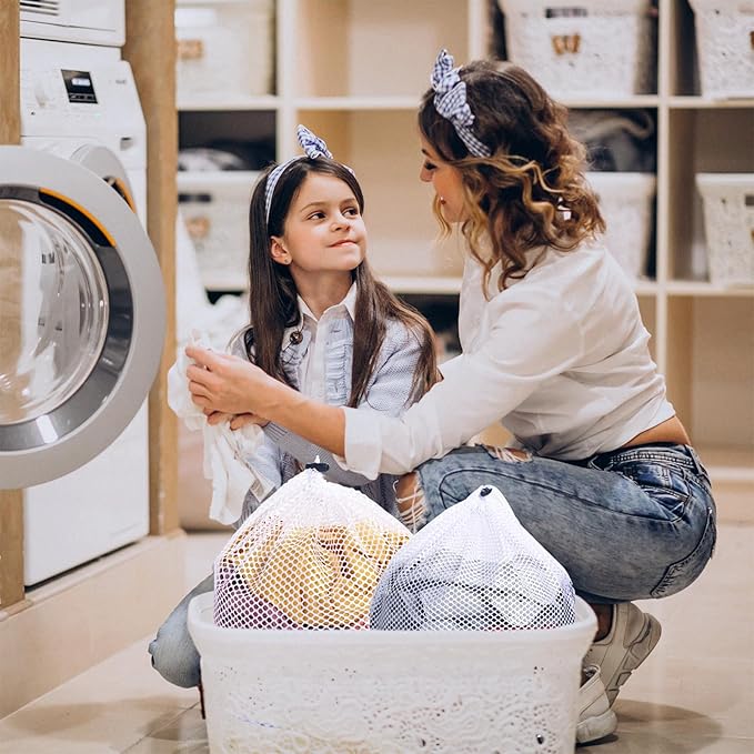 3Pcs Mesh Laundry Bags Sock Bag for Washing Machine S/M/L Washable Drawstring Laundry Net Bag for Socks Underwear Pants