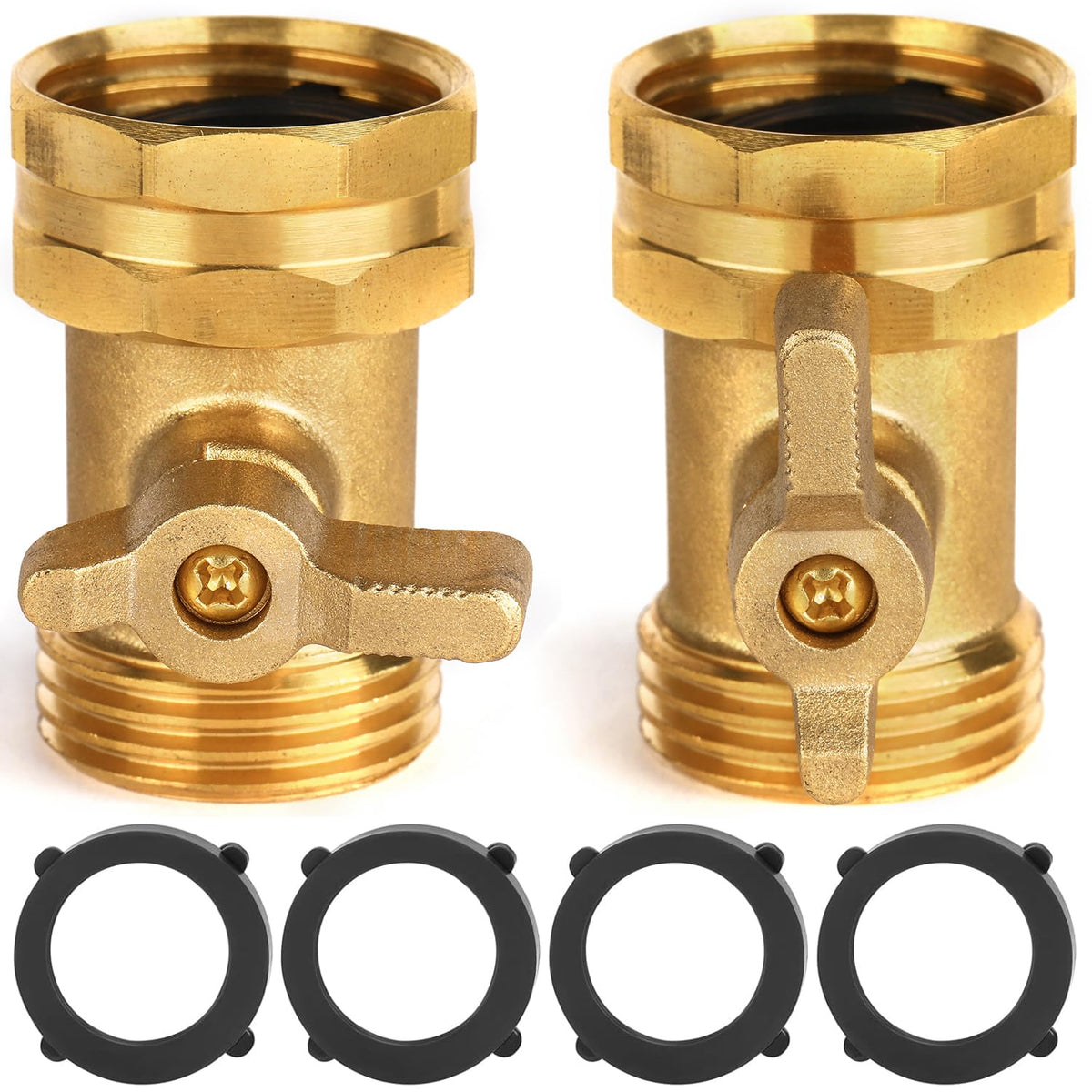 2 Pack Garden Hose Shut Off Valve - Extended Handle - Image 1