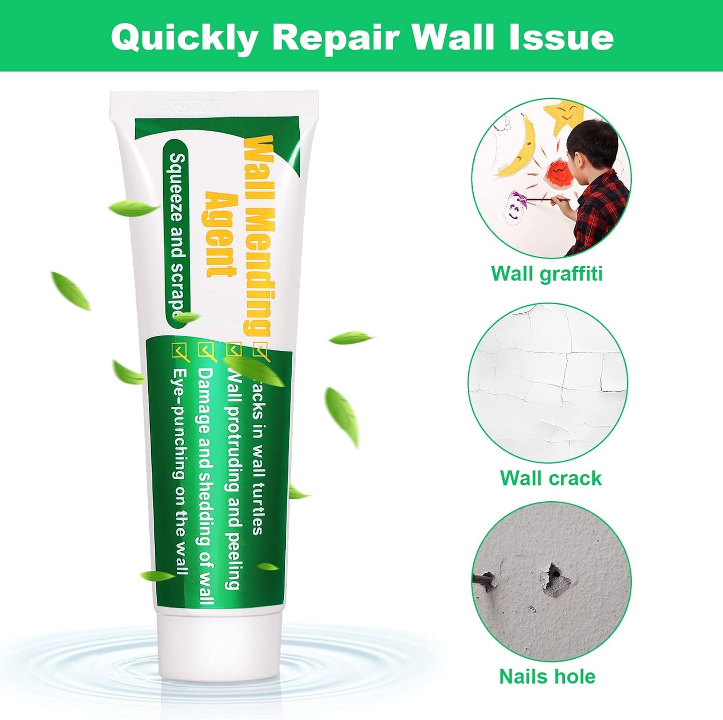 Wall Repair Kit – Spackle Patch & Fill for Holes, Cracks & Nail Holes (2-Pack)
