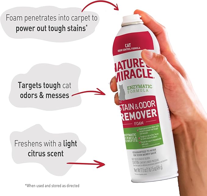 Nature's Miracle Stain & Odor Remover Foaming Aerosol For Cats, 17.5 Oz