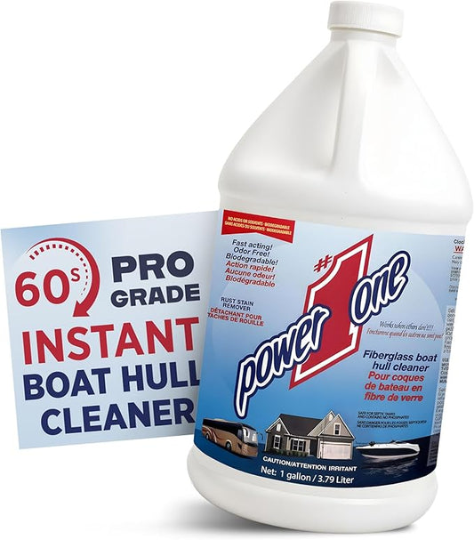 Boat Hull Cleaner for Fiberglass & Gel Coat - Removes Waterline Stains, Rust & Marine Mineral Buildup - Professional Marine-Grade Formula - Made in the USA