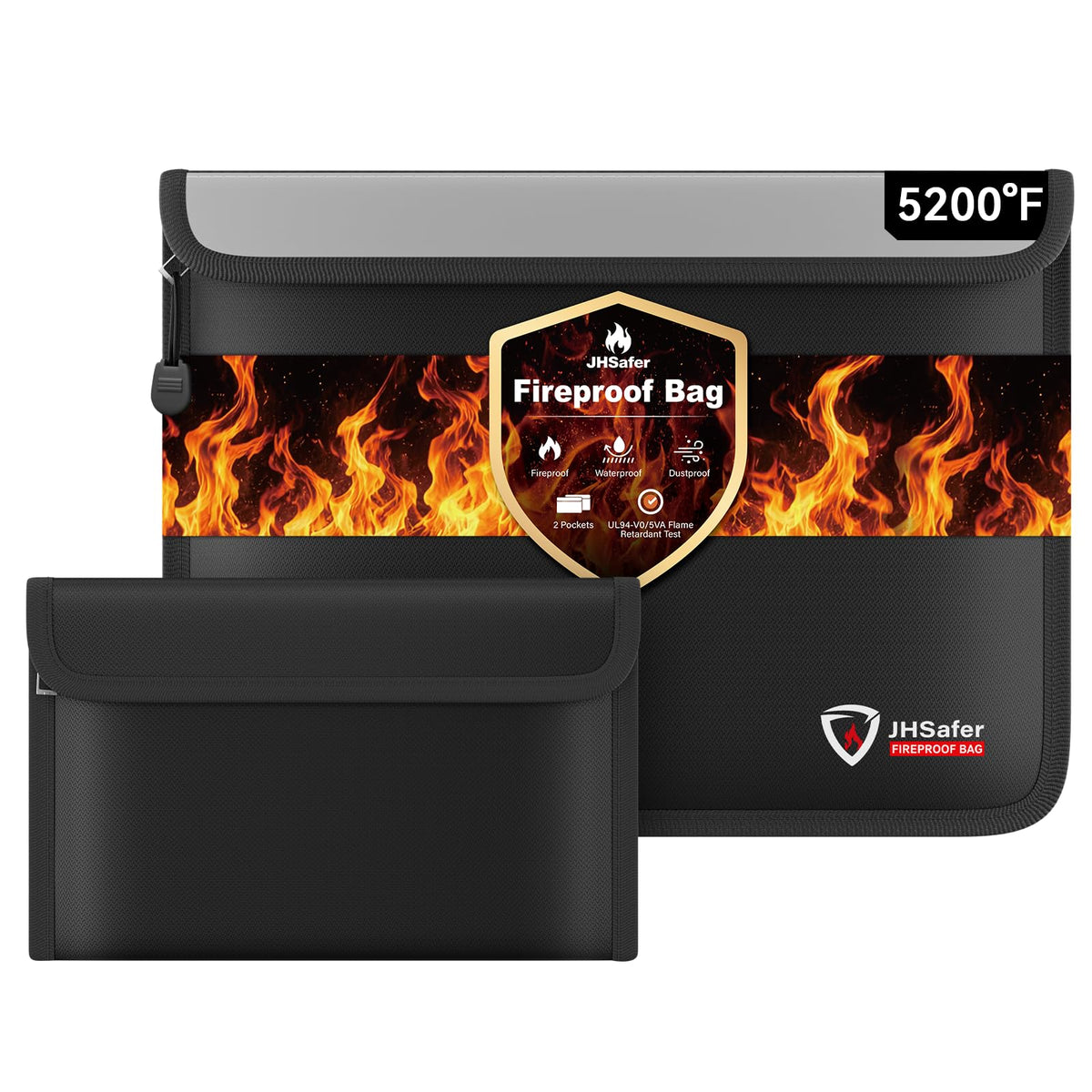 Fireproof Document Bag, Money Pouch with Travel Case,10" x 13" - Image 1
