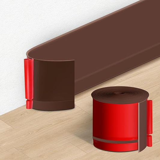 Flexible Baseboard Molding Trim 3 Inch(W) x 40 Feet(L) Self Adhesive Vinyl Wall Base Peel and Stick Cove Base,Rubber Wall Base. (Brown)