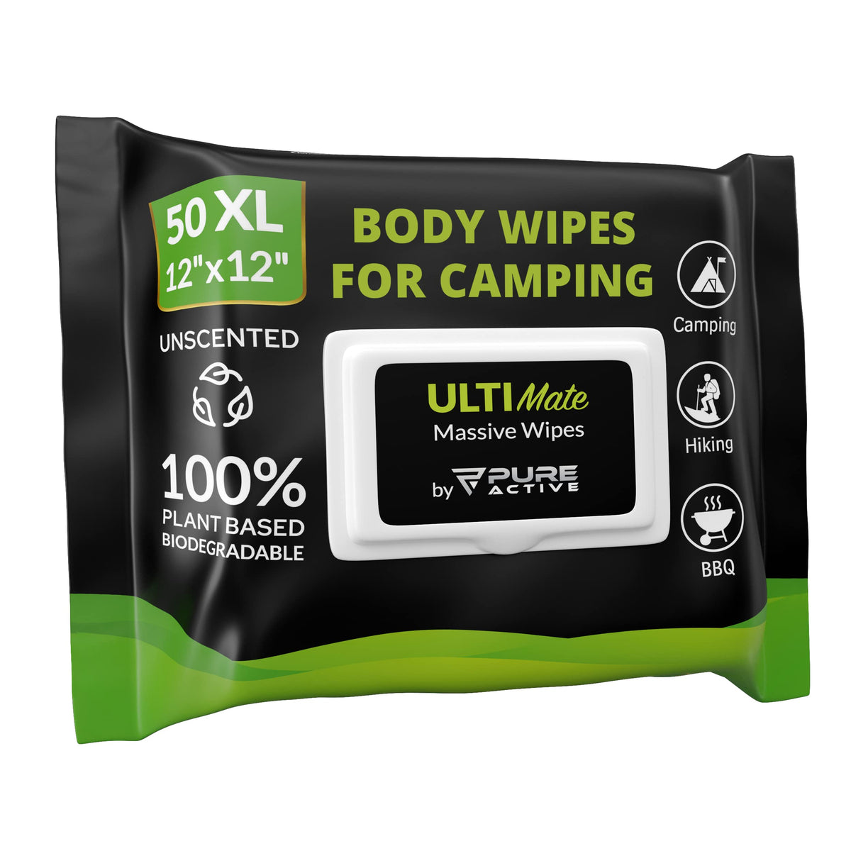 Body Wipes for Camping 50 XXL Camping Wipes 12''x 12'' - Image 1