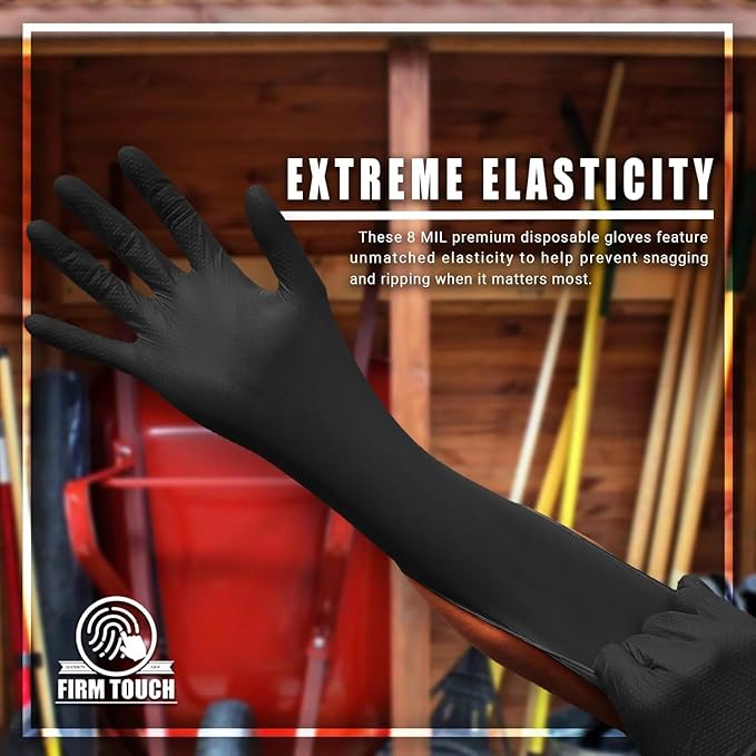Glove Station Disposable Nitrile Gloves - 100-Count - Medical-Grade Non-Latex Gloves for Kitchen, Cleaning, and Cooking - Textured for Better Grip 8MM-M-Black