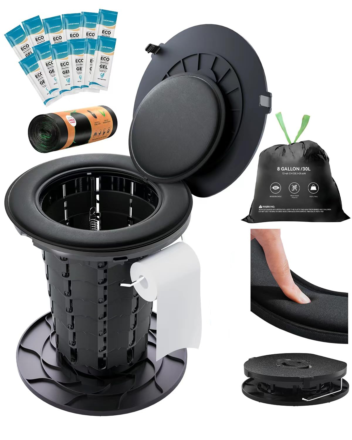 Adjustable Height Portable Toilet with Soft Seat Cushion - Image 1