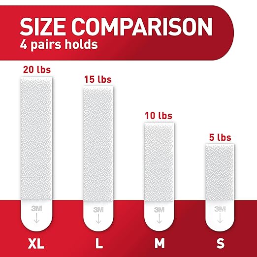 Command 20 lb XL Heavyweight Picture Hanging Strips 20 Pairs (40 Strips), Damage Free Hanging Picture Hangers, Heavy Duty Great for Home Decor, White Adhesive