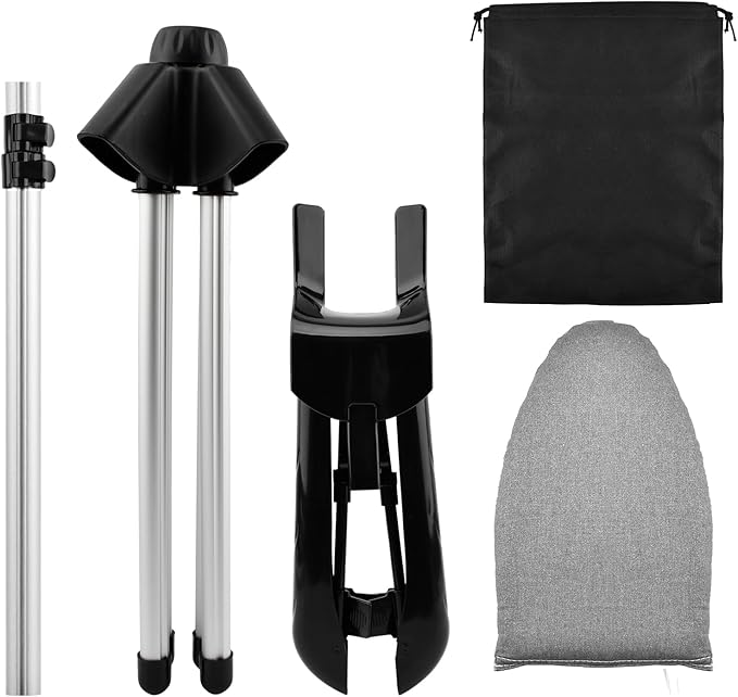 Portable Garment Steamer Hanger with Adjustable Rack, Mini Gray Ironing Board & Ironing Accessories, Handheld Steaming Rack for Clothes - Perfect for Travel & Home Use