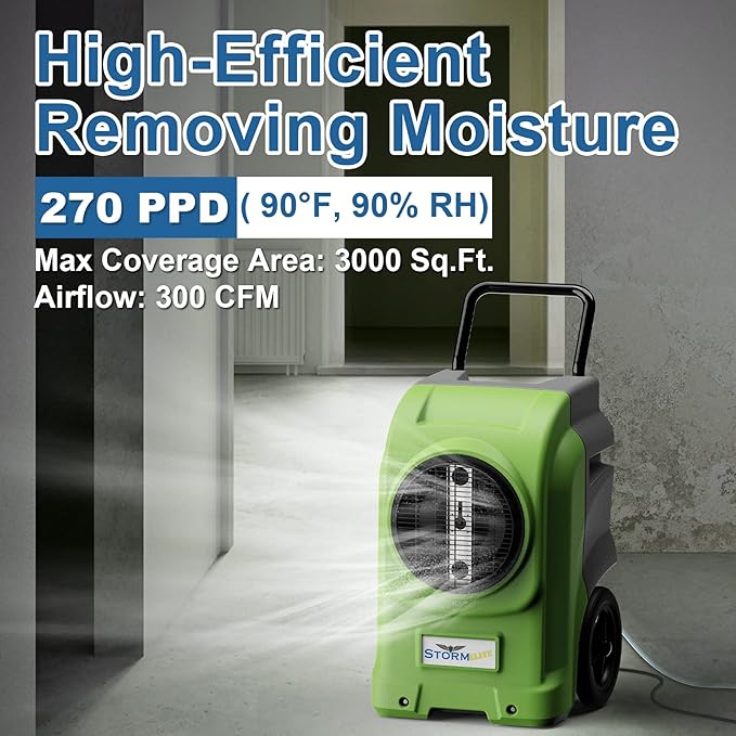AlorAir 270 Pints Commercial Dehumidifiers Smart Wi-Fi with Pump, Up to 3,000 Sq.Ft Coverage for Large Room or Basements, Industrial Dehumidifier with Drain Hose, 5 Years Limited Warranty