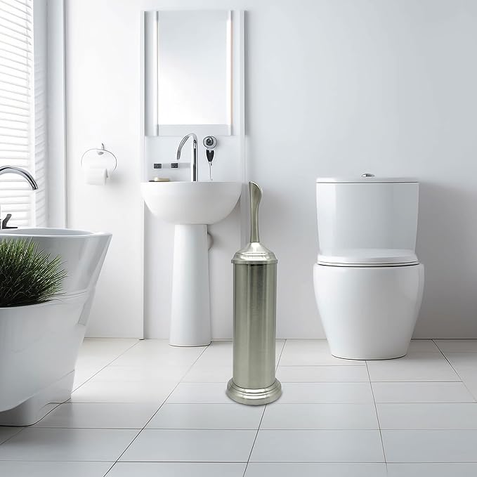 Vince Camuto Toilet Bowl Brush with Holder, Durable Bathroom Cleaning Tool, Modern Design for Easy Toilet Maintenance, Bathroom Cleaner Brush for Efficient Cleaning and Hygiene