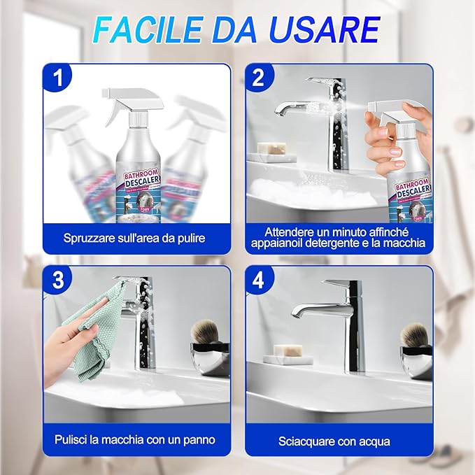 Bathroom Descaler Cleaner, 2026 New Multipurpose Stubborn Stains Cleaner, Bathroom Descaler Cleaners, Bathrooms Cleaning Foam Spray for Kitchen Bath Sink Glass (3)