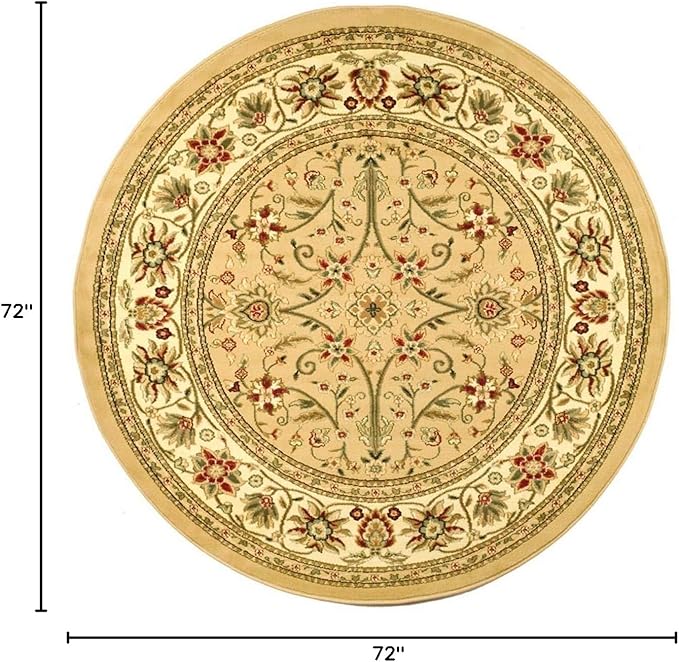 SAFAVIEH Lyndhurst Collection 6' Round Beige/Ivory LNH212D Traditional Oriental Non-Shedding Dining Room Entryway Foyer Living Room Bedroom Area Rug