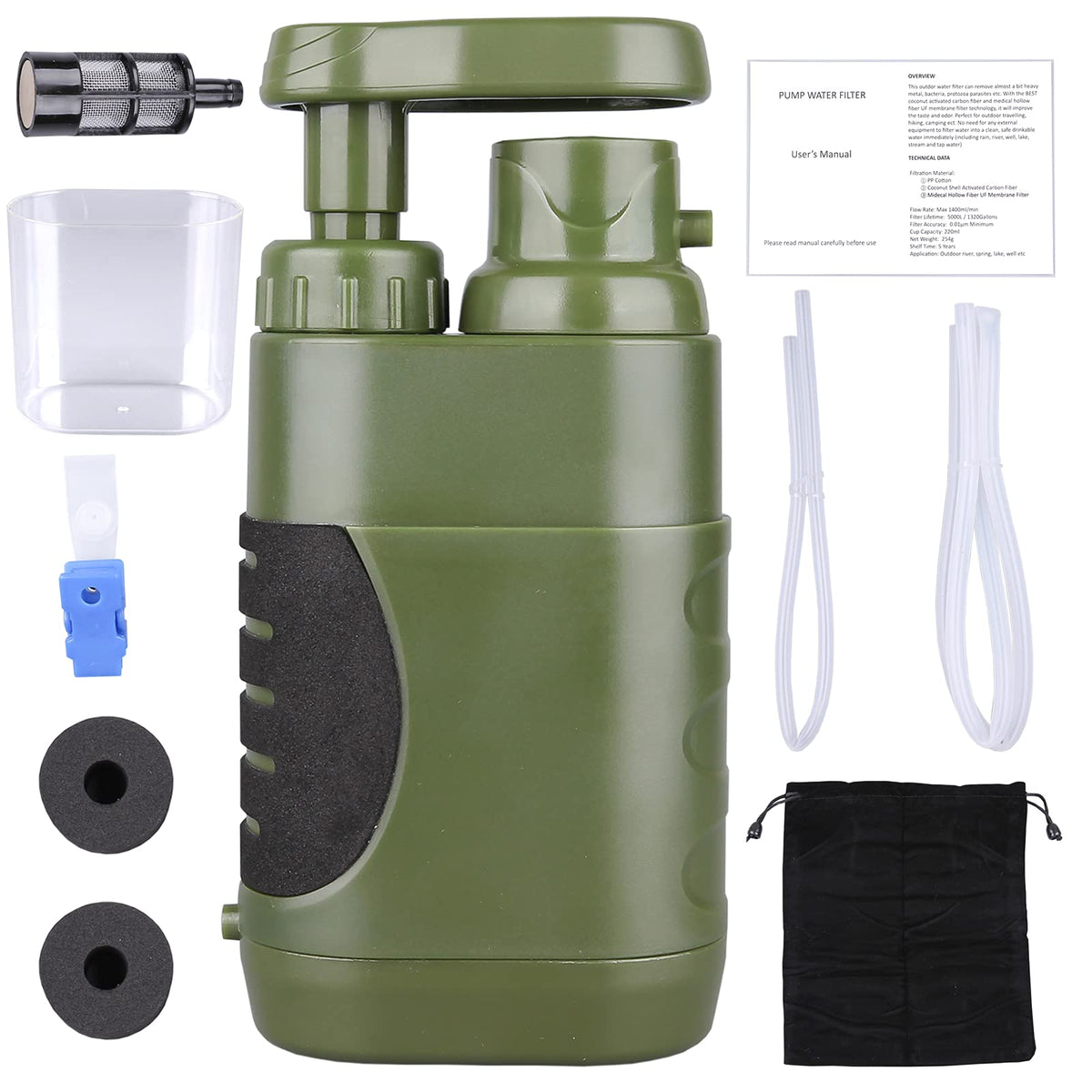 Portable Hand Pump Water Filter,100000Gallons Camping - Image 1