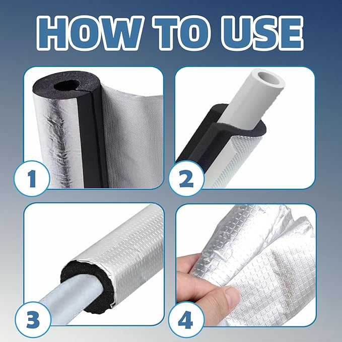 20 Pack 3/4 Inch Pipe Insulation Foam Tube Self Adhesive Foam Pipe Covers Insulation Wrap for Spigot Winter Outside Pipes Sprinkler Water Heater Pipes Freeze Protection
