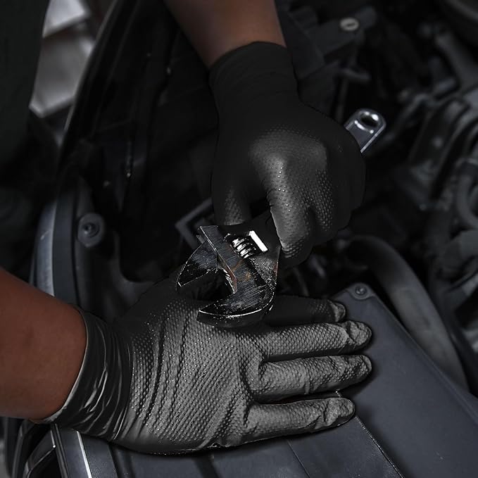 Working Nitrile Gloves, 10 Mil Thick, 3D Diamond Texture, Puncture&Tear Resistant, Latex Free Powder Free,100 Count