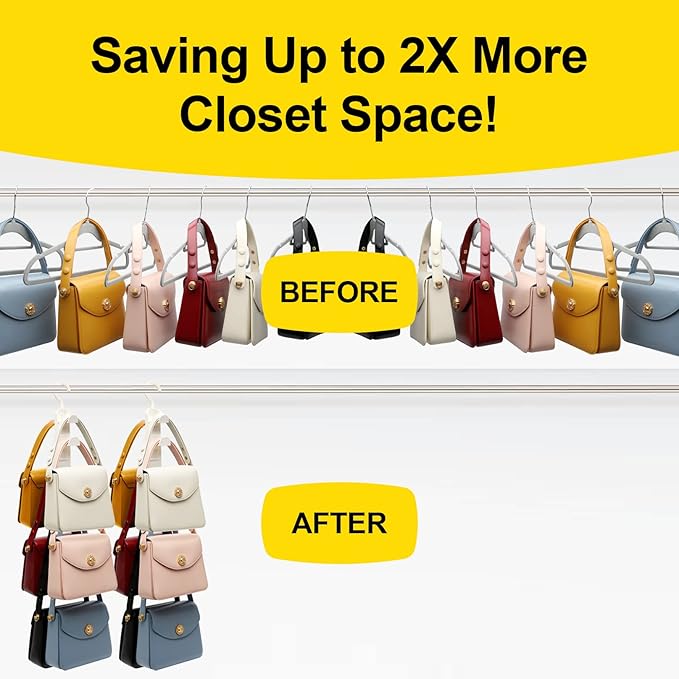 Closet-Organizers-and-Storage,Purse Hanger for Closet-Organizer,2 Pack Purse-Organizer for Organization-and-Storage,Sturdy Hang Bag Organization for Heavy Bag,College Dorm Room Essentials