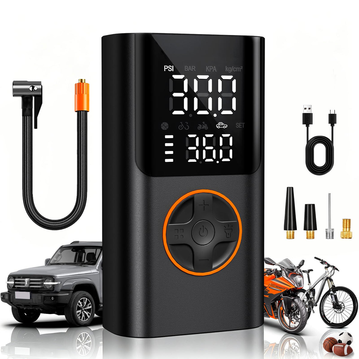 Tire Inflator Portable Air Compressor, 150PSI Fast Inflation - Image 1