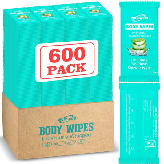 600 Pack Body Wipes Individually Wrapped(8" x 9.5") - Image 1