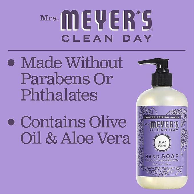Mrs. MEYER'S CLEAN DAY Variety, 2 Liquid Hand Soap 12.5 OZ, 1 Liquid Dish Soap, 16 FL OZ (Lilac)