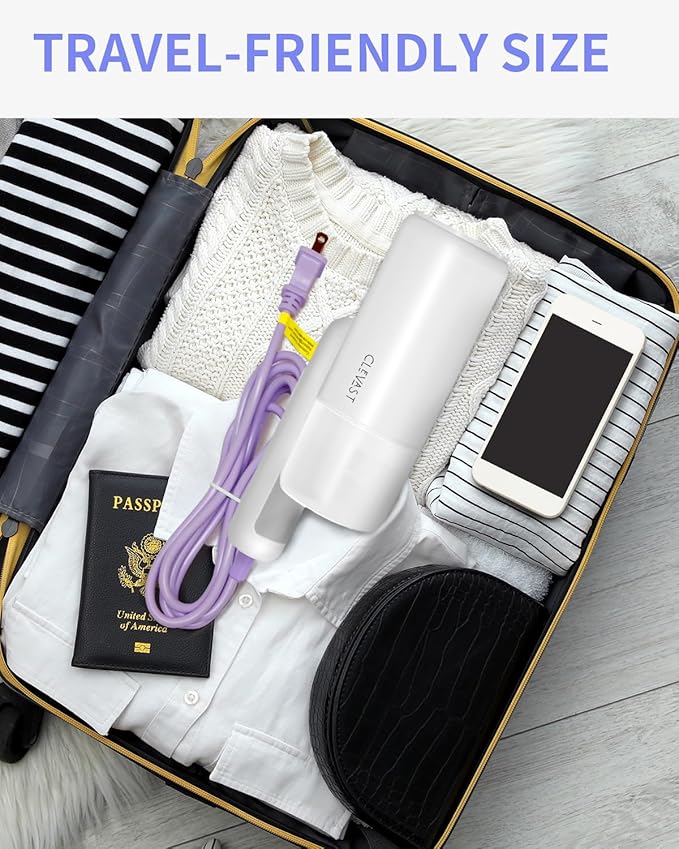 CLEVAST Handheld Steamer for Clothes, Foldable Travel Steamer with Portable Size, 20 Second Fast Heat-up, 1200W Garment Steamer -150ml Fabric Wrinkle Remover with Brush for Home and Office, 120V Only
