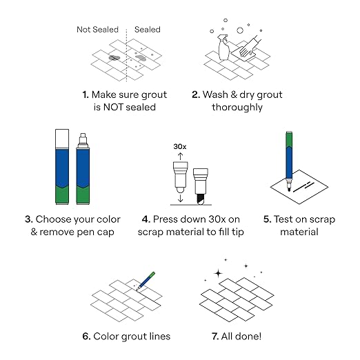 Grout Pen Cream Tile Paint Marker: Waterproof Grout Paint, Tile Grout Colorant and Sealer Pen - Cream, Narrow 5mm Tip (7mL) - 3 Pack