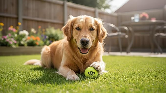 The Dog's Balls Dog Tennis Balls for Dogs, Yellow, 12-Pack - Non-Abrasive Felt Fetch Balls, Tough Rubber Core, Float in Water, Fits Standard Launchers