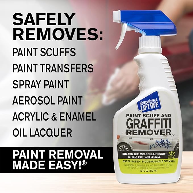 Motsenbocker's Lift Off 45406 Paint Scuff and Graffiti Remover – Easily Removes Paint Scuffs, Spray Paint, and Acrylic from Cars, Trucks, Boats, RVs & More – 16 fl oz