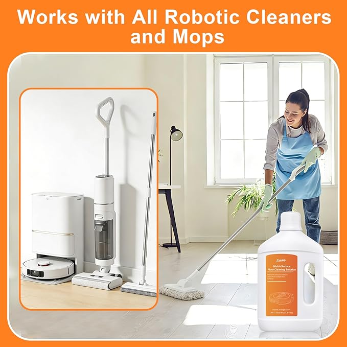 Snowlily 1000ML Floor Cleaning Solution, Residue & Streak Free, Low Foam Floor Cleaner for Mopping, for Robot Vacuum Mops & Wet Dry Vacuum Cleaners, Orange Scent