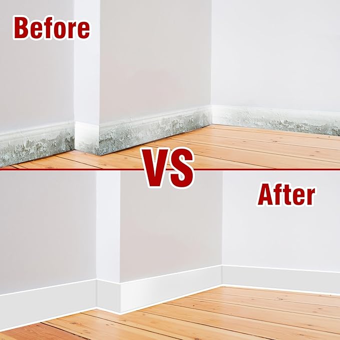 Vinyl Baseboard Molding Trim 3 Inch x 200 Feet Peel and Stick Baseboard Trim Flexible PVC Cove Base Moulding Self-Adhesive Trim for Garage Bathroom Cabinet Floor Walls, White
