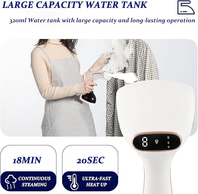 Handheld Clothing Steamer, 1430W High-Power 320ml Large Capacity Clothing Wrinkle Remover, 20s Fast Preheating Multifunctional Iron with A Maximum Steam Flow Rate of 0.74oz/min (Black)