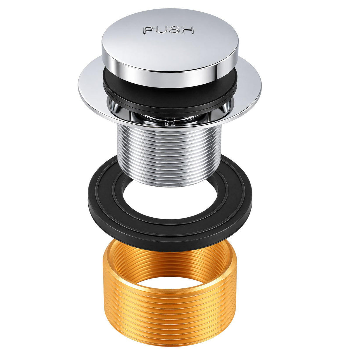 Tip-Toe Bathtub Drain Stopper Kit with Drain Adapter, Chrome - Image 1