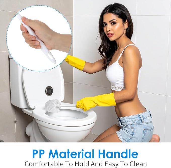 15 Pcs 14.6 Inch White Plastic Toilet Brush, Commercial Heavy Duty Toilet Bowl Cleaner with Long Handle for Bathroom Cleaning